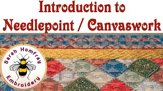 Introduction to needlepoint  canvaswork embroidery Needlepoint for beginners [upl. by Annaynek482]