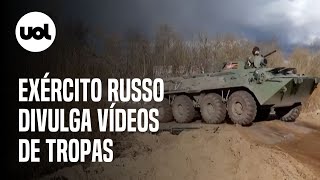 Guerra na Ucrânia Rússia divulga vídeos de tanques e Exército em cidades ucranianas [upl. by Head]