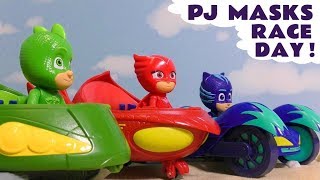 PJ Masks Racing Day with Toy Cars and the Funlings [upl. by Herries63]