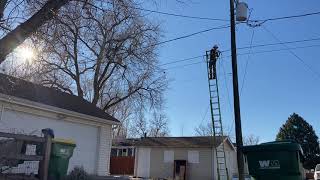 28’ extension ladder cable installation with a midspan [upl. by Kerri656]