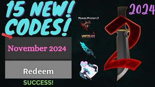 ROBLOX MURDER MYSTERY 2 NEW CODES NOVEMBER 2024  MM2 HALLOWEEN UPDATE NEW CODES MM2 CODES [upl. by Lauer]