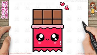 How to Draw a Cute Chocolate Bar Simple amp Easy for Kids [upl. by Nolie]