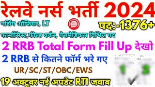 RRB नर्स भर्ती 2024 RRB 1376 Permanent Vacancy 2 RRB Form Fill Up Data 2024 [upl. by Oren27]