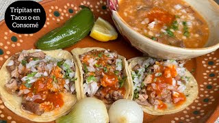 TACOS DE TRIPA RECETA DE LOS TAQUEROS SÍRVELA EN TACOS O EN PLATO CON SALSADemicorazonatucocina [upl. by Ahsinnod170]