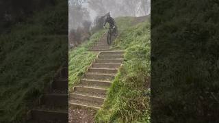 SUPER STEEP STAIRS😰 bike mtb stairs urbandownhill viralvideo [upl. by Ahsuas876]