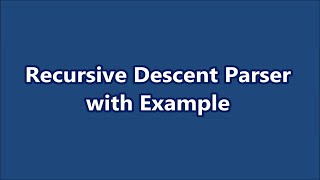 Recursive Descent Parser│Compiler Design│Part 9│Learn CSE Malayalam [upl. by Carmencita]