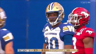 Winnipeg Blue Bombers Ontaria Wilson 1st Career CFL Touchdown [upl. by Nodroj]