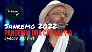 🤣 Checco ZALONE a SANREMO 2022 in versione virologo canta quotPandemia ora che vai viaquot [upl. by Radnaxela]