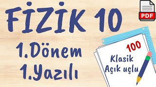 Fizik 10 Sınıf 1 Dönem 1 Yazılı Soruları Yazılıya hazırlık PDF 2024 2025 açık uçlu  klasik [upl. by Nbi]