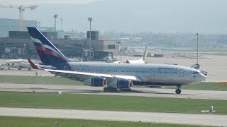 Aeroflot Ilyushin96 landing runway 28 and taxiing to the stand at ZRH [upl. by Leva]