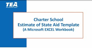 Training Video Charter School Estimate of State Aid Template [upl. by Rosemary968]