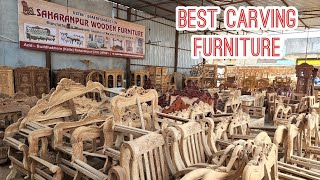 Best Carving Wood Furniture from Factory  Teak Wood Double Bed Sofa  Saharanpur Furniture Market [upl. by Phineas]