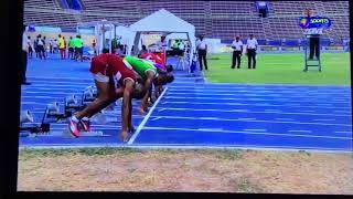 BOUWAHJGIE NKRUMIE 1142sec WON HIS HEAT OF THE BOYS CLASS THREE 100m CHAMPS 2018 [upl. by Shing372]