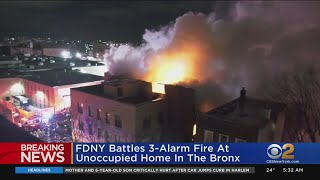 Massive fire overnight in the Bronx [upl. by Ennovyahs]