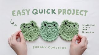 🐸 how to crochet froggy coasters 🐸 Beginner friendly easy quick crochet tutorial  stringbbeans [upl. by Venn]