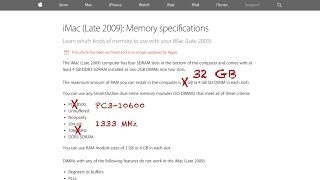 Late 2009 27 inch iMac can use 32 GB of 1333 MHz RAM beyond what Apple says [upl. by Aridatha]