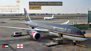 Trip Report  Royal Jordanian B7878  Amman  London LHR  Economy  4K [upl. by Nnyledam394]