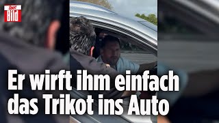 Mitten im Straßenverkehr Kurioses Autogramm von Lionel Messi [upl. by Oiril481]