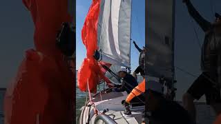 J24 spinnaker hoist for the winning regatta sailing lifehacks [upl. by Eimmij432]