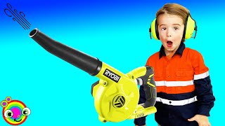 ⚠️Leaf Blower⚠️  Lawn mowers Yardwork Video for Kids  BLiPPi fan  min min playtime [upl. by Korella]