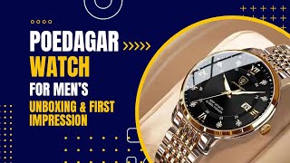 POEDAGAR 836 Mens Watch Waterproof Calendar Luminous Steel Band Wrist  Unboxing amp Review [upl. by Mellitz]