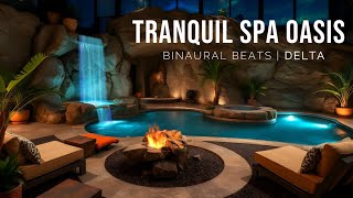 Tranquil Spa Oasis  Delta Binaural Beats for Meditation  Crackling Fire amp White Noise ASMR [upl. by Einiffit775]