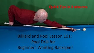 Pool Drill for Beginners Wanting Backspin on the Cue Ball Quick Tips in 3 Minutes [upl. by Lavena295]