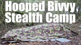 Hooped Bivvy Stealth Wild Camp Honey Stove Pork Belly Olight M2R Pro [upl. by Donaghue]