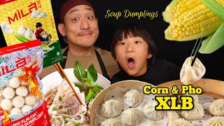 XLB  SOUP DUMPLINGS  PHO and CORN flavored [upl. by Atinot662]