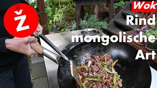 Wok  Rindfleisch mongolische Art  schnell geringe Anzahl Zutaten sehr lecker [upl. by Cleon311]