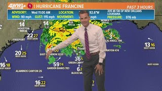 Wednesday 11AM Tropical Update Hurricane Francines center 205 miles from New Orleans [upl. by Rorrys991]