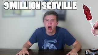 Kid Cries After Eating an Entire TOE OF SATAN 4x Hotter Than a Carolina Reaper [upl. by Ateloj314]