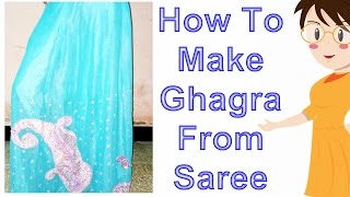 How To Make Ghagra From Saree  DIY  Tailoring With Usha [upl. by Aicargatla]