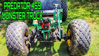 Predator 459 MONSTER TRUCK 5 foot tires  F350 chassis  4 speed manual gokart truck [upl. by Charis368]