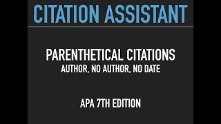 Parenthetical Citations APA [upl. by Anairo]