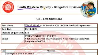 RRB Field Worker previous question paper 2022 [upl. by Lamrouex]