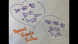 306090 and 454590 Special Right Triangles Formulas and Practice Problems [upl. by Odlanra]