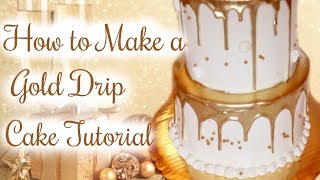 HOW TO MAKE A GOLD DRIP CAKE  Janies Sweets [upl. by Eivla]