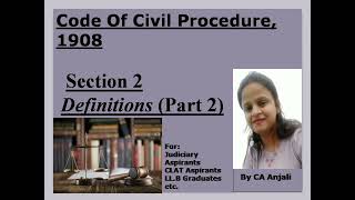 Section 2 Definitions LR Mesne Profits  CPC By CA Anjali judiciarycpcclatllb [upl. by Fonsie192]