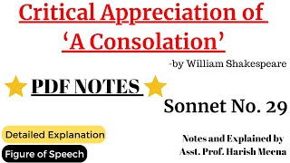 Critical Appreciation of A Consolation  William Shakespeare  Sonnet 29  Our Guruji [upl. by Almund]