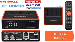 GTMEDIA GT Combo 4K 8K Android 90 Smart TV BOX DVBS2 T2 Cable 2G16G Satellite Receiver  Unboxing [upl. by Orhtej129]