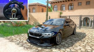 BMW M5 F90  Forza Horizon 5  Steering Wheel Gameplay [upl. by Nathanil]