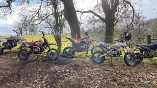 Local Pit Bike Trail M2r rf 140ccstomp 120r Thump 140cc slam 125cc [upl. by Shaff]