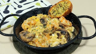 🥚REVUELTO DE LANGOSTINOS 🦐 AL AJILLO🧄 CON CHAMPIÑONES 🍄 BEATRIZ COCINA [upl. by Arihppas365]