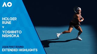 Holger Rune v Yoshihito Nishioka Extended Highlights  Australian Open 2024 First Round [upl. by Mary950]