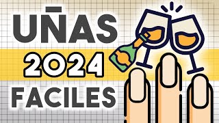 3 DISEÑOS de UÑAS AÑO NUEVO 2024 · ¡FÁCILES DE HACER 💅🏼🎉 [upl. by Nagud]