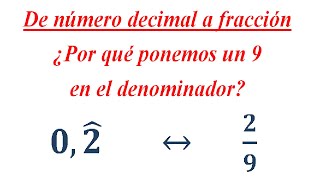 De número decimal periódico a fracción ¿Por qué ponemos un 9 en el denominador [upl. by Gant]