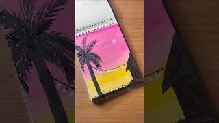 Beautiful scenery painting✨  shorts art satisfying sunset DrawingBook10 [upl. by Connelly]