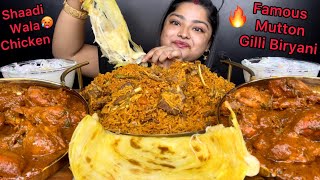 FAMOUS MUTTON GILLI BIRYANI amp FAMOUS HYDERABADI SHAADI WALA RED CHICKEN CURRY CHEESY LACCHA PARATHA [upl. by Niala]