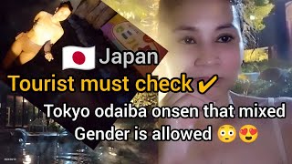 🇯🇵🗼Best onsen in Tokyo odaiba that mixed gender is allowed night view [upl. by Podvin969]